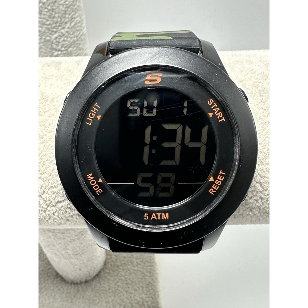 Skechers SR5144 Rosencrans New Battery Digital Mens Watch 46MM 8" Camo Band S74